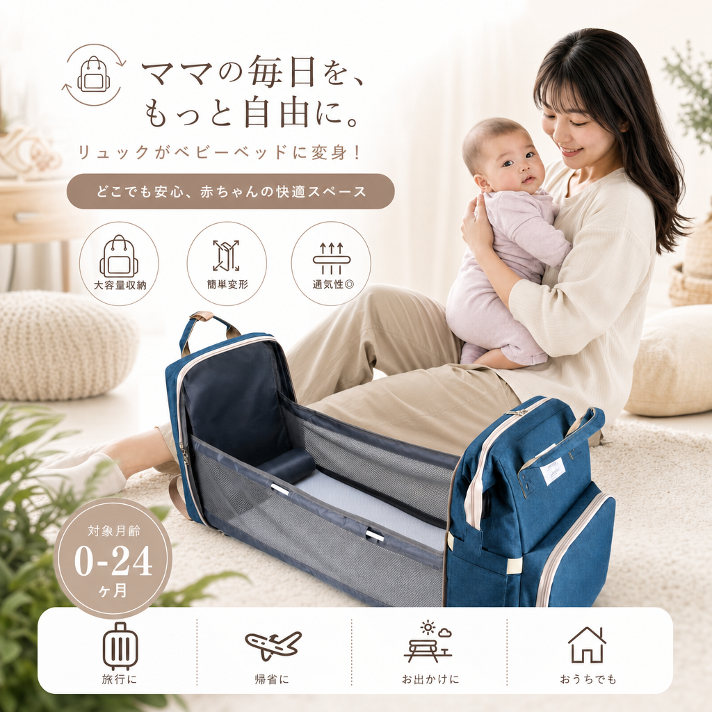 MamaCradle™ 持ち運べる、赤ちゃんの眠る場所