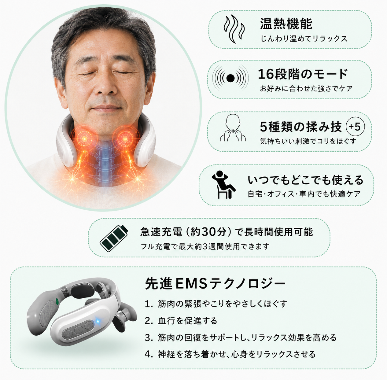 温熱×EMSネックマッサージャー